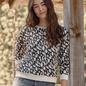 Garnet Hill | Quilted Organic Cotton Patterned Sweatshirt Size Small Women's